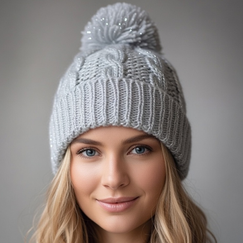 Vince Camuto Cable Knit Beanie With Pom-Pom